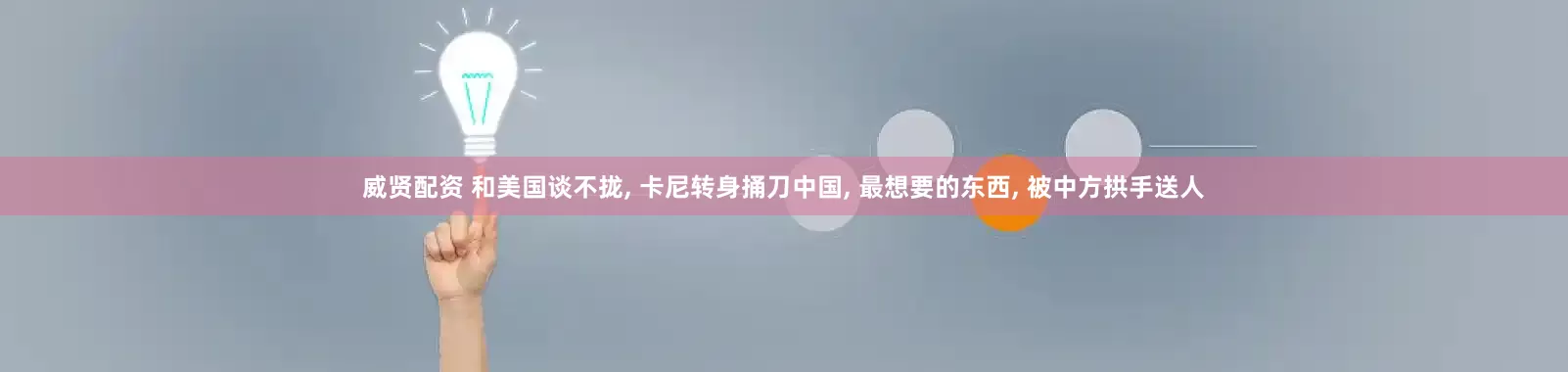 威贤配资 和美国谈不拢, 卡尼转身捅刀中国, 最想要的东西, 被中方拱手送人